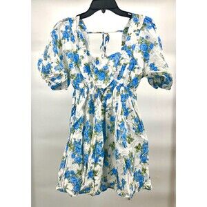 Women's Dress - Mable Square Low Cut Back Mini Flower Babydoll Style Size Small